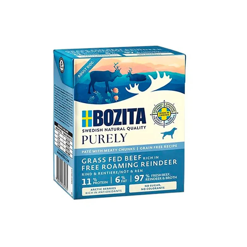 Puur Rund-en Rendiervleesburger Met Stukjes Natvoer Voor Honden 370g by Bozita – product photo