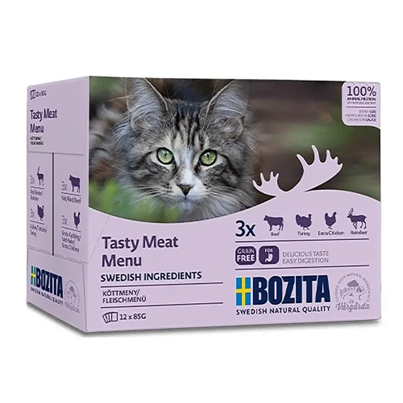 Pâtée Savoureuse Pour Chat Avec Menu à La Viande 85g 12 Unités de Bozita – photo produit