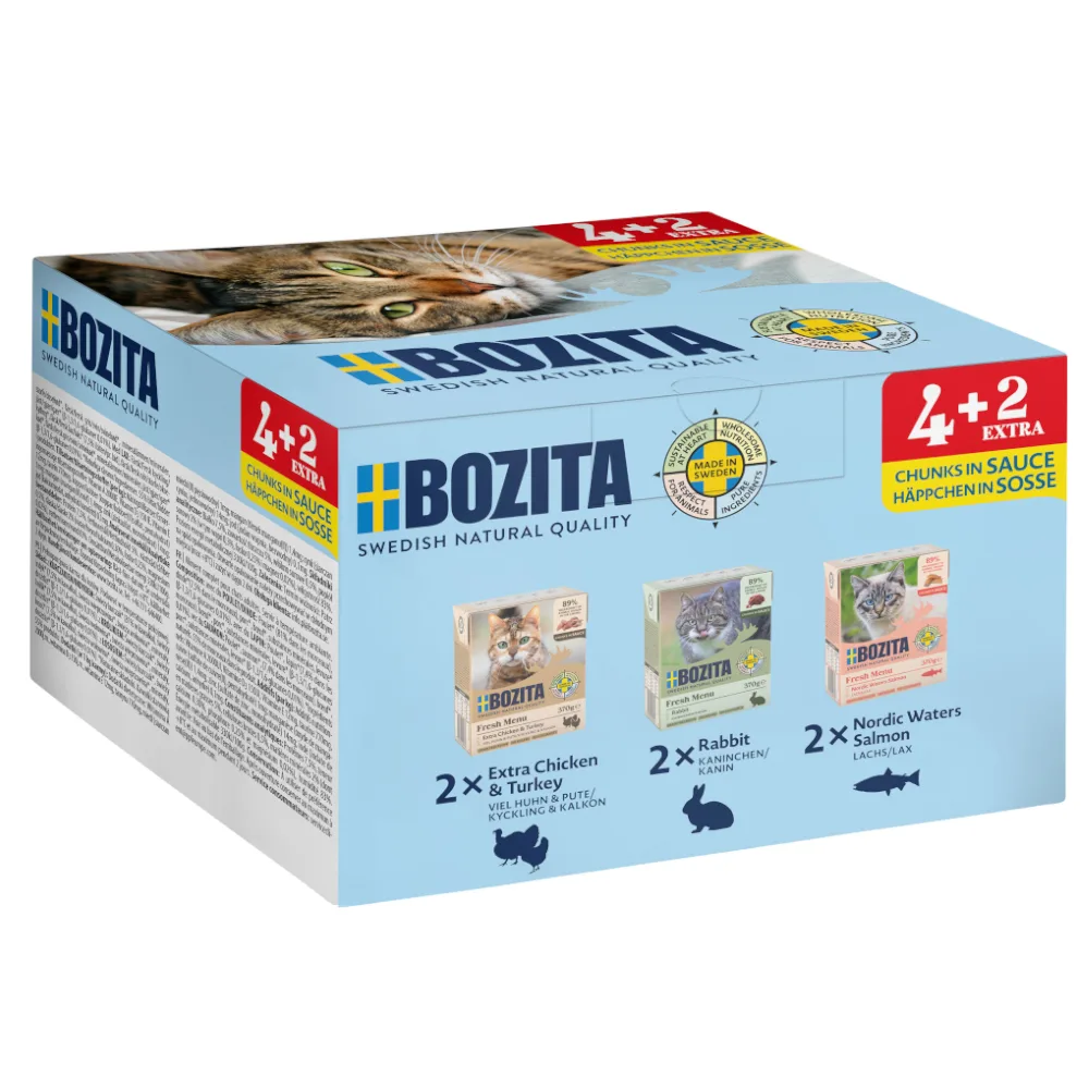 Tetra stukjes in Saus 6 x 370 g Kattenvoer - Mix (3 Soorten) von Bozita – Produktfoto