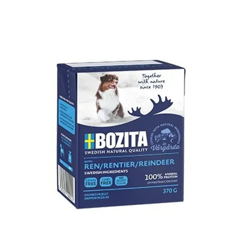 Fleischstücke Mit Rentier In Gelee Nassfutter Für Hunde 370g von Bozita – Produktfoto 2 von 2