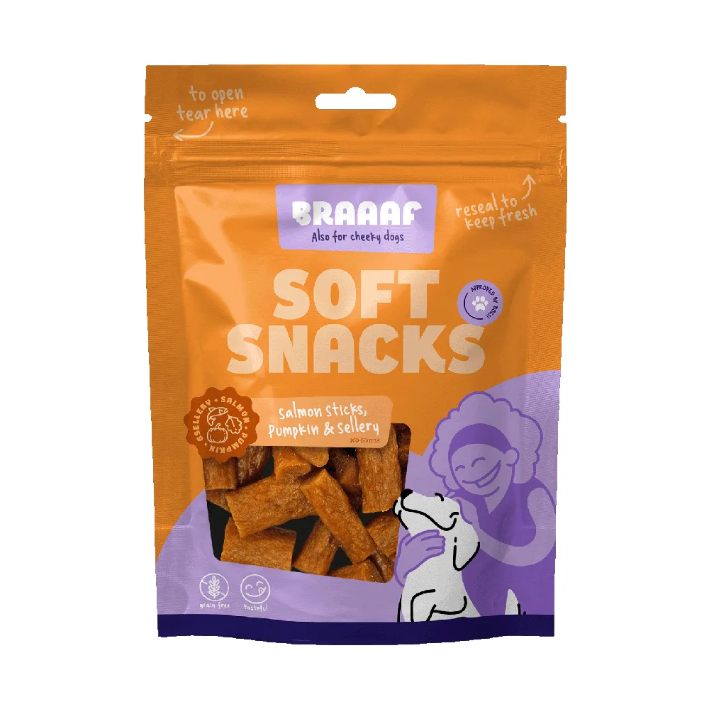 3x 85g Braaaf Zalmstick met Pompoen en Selderij Hondensnacks de Braaaf – photo produit
