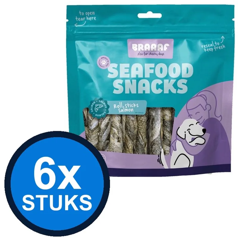 6x Braaaf Salmon Roll Sticks - Hondensnack - 97g de Braaaf – photo produit