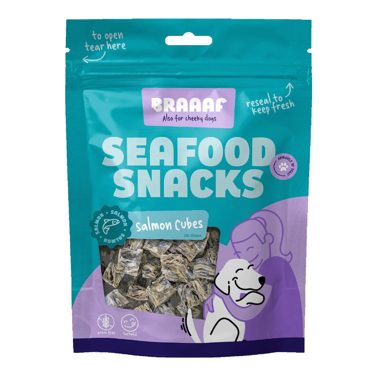 70g Braaaf Cubes met zalm hondensnacks van Braaaf – productfoto