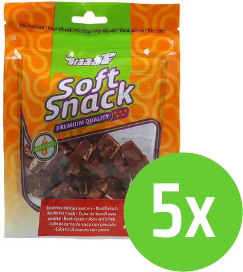 Beef Steak Cubes - Hondensnack - 85 gram - 5 verpakkingen by Braaaf – product photo