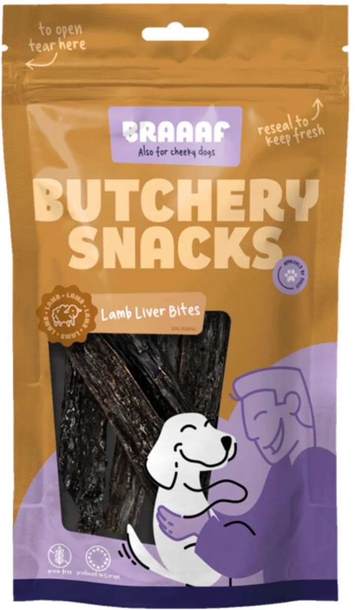 Hondensnack Butchery Lamb Liver Bites - 120 gr de Braaaf – photo produit