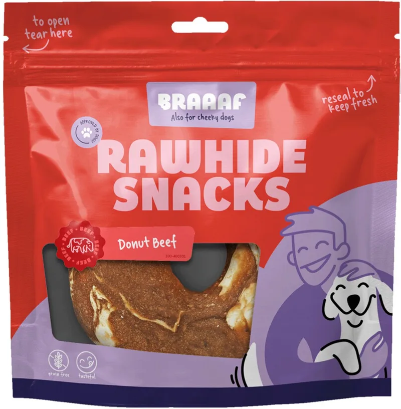 Hondensnack Donut Rund & Vis 10-12 cm - 10 x 115 gr - Voordeelverpakking by Braaaf – product photo