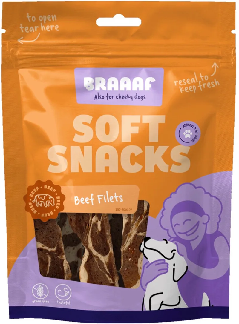 Hondensnack Filet Rund Steak met Vis - 10 x 85 gr - Voordeelverpakking by Braaaf – product photo