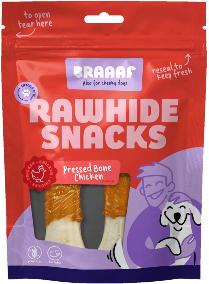 Hondensnack Geperst Bot Kip 12,5 cm - 130 gr de Braaaf – photo produit