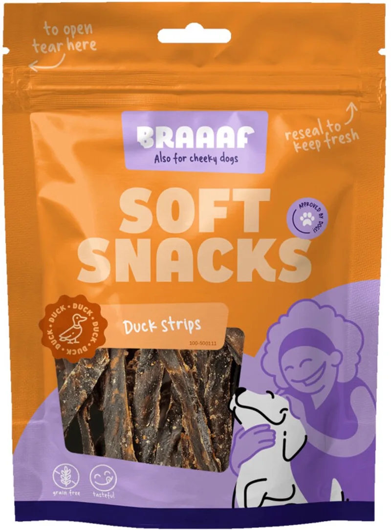 Hondensnack Reepjes Eend - 10 x 85 gr - Voordeelverpakking von Braaaf – Produktfoto