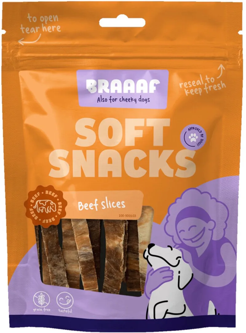 Hondensnack Reepjes Rundvlees met Vis - 10 x 85 gr - Voordeelverpakking de Braaaf – photo produit