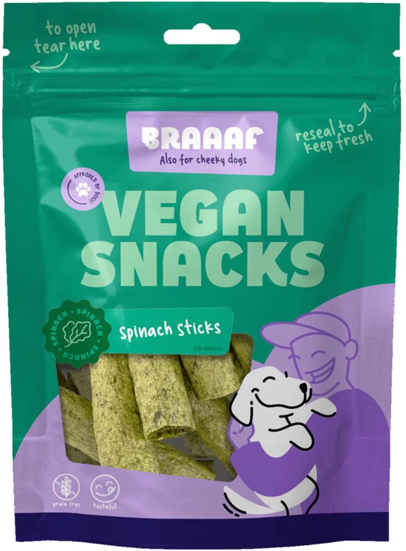 Hondensnack Sticks Spinazie 6 cm - 10 x 80 gr - Voordeelverpakking by Braaaf – product photo