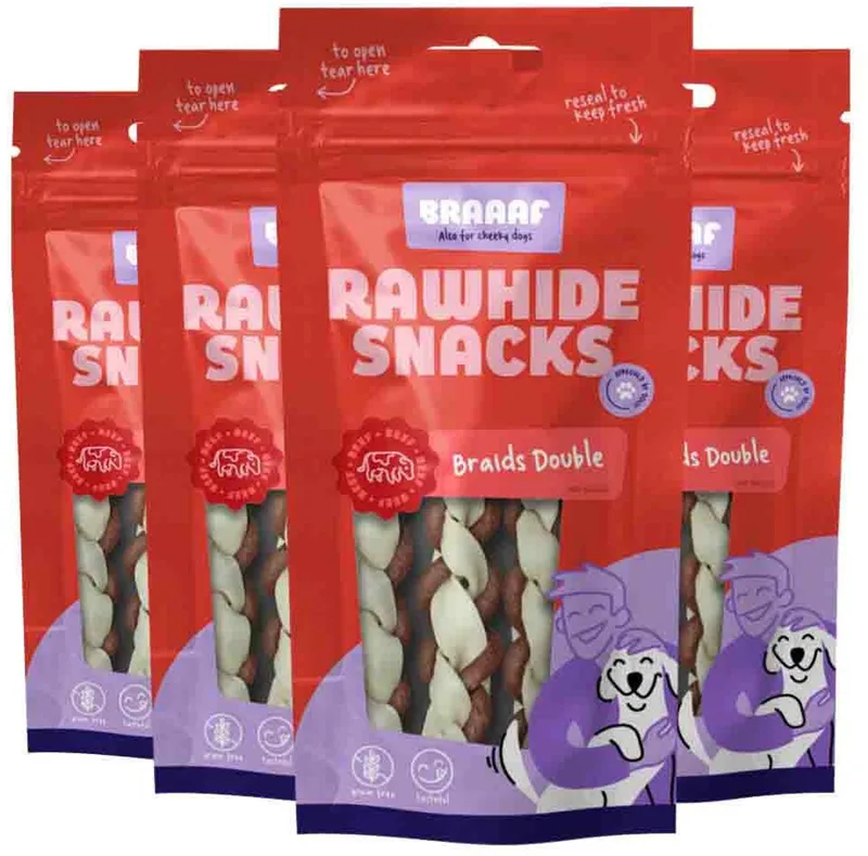 Hondensnack Twister Double 12 cm - 4 x 60 gr - Voordeelverpakking von Braaaf – Produktfoto