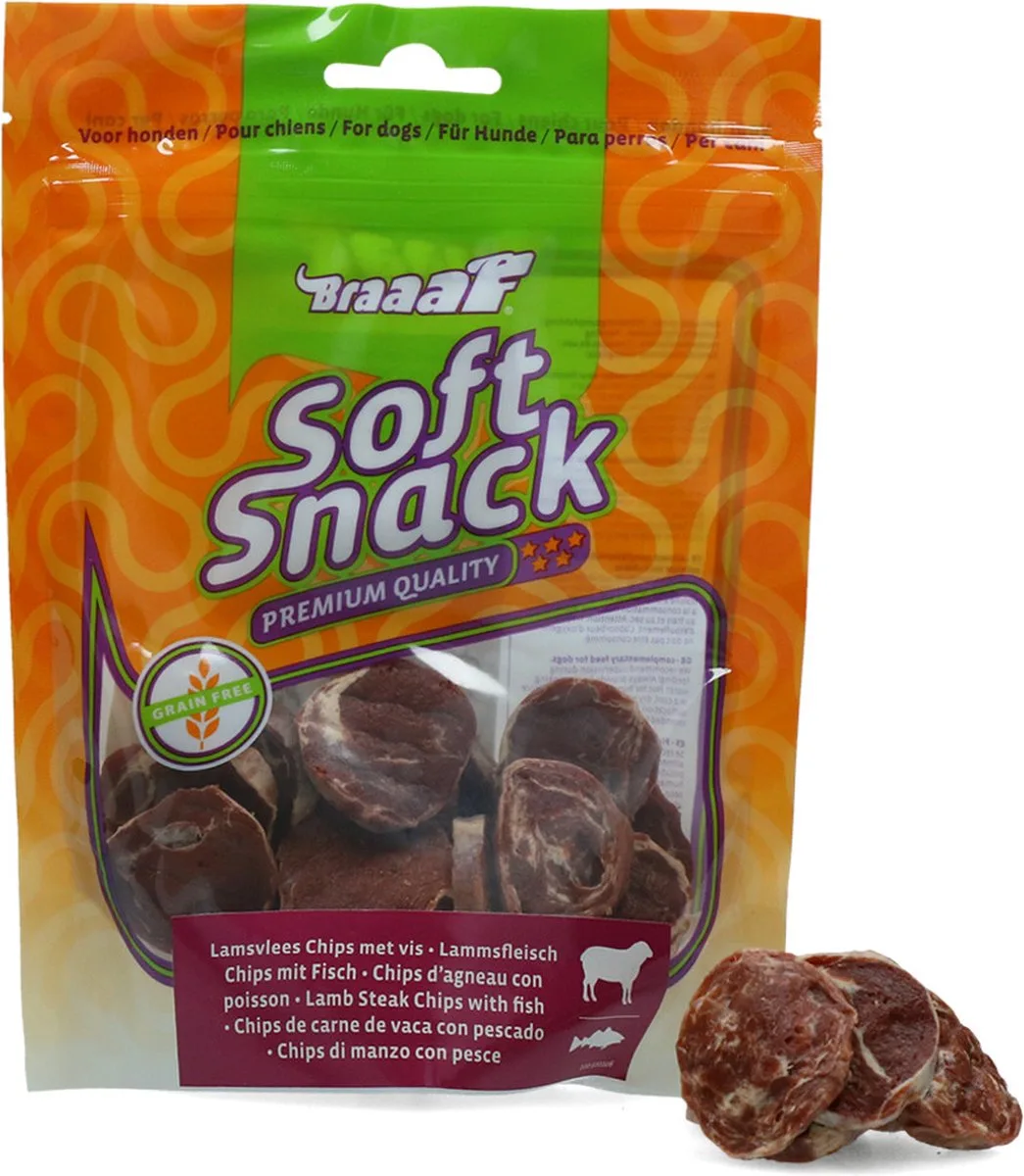 Lam Steak Chips met Vis 85 gr van Braaaf – productfoto