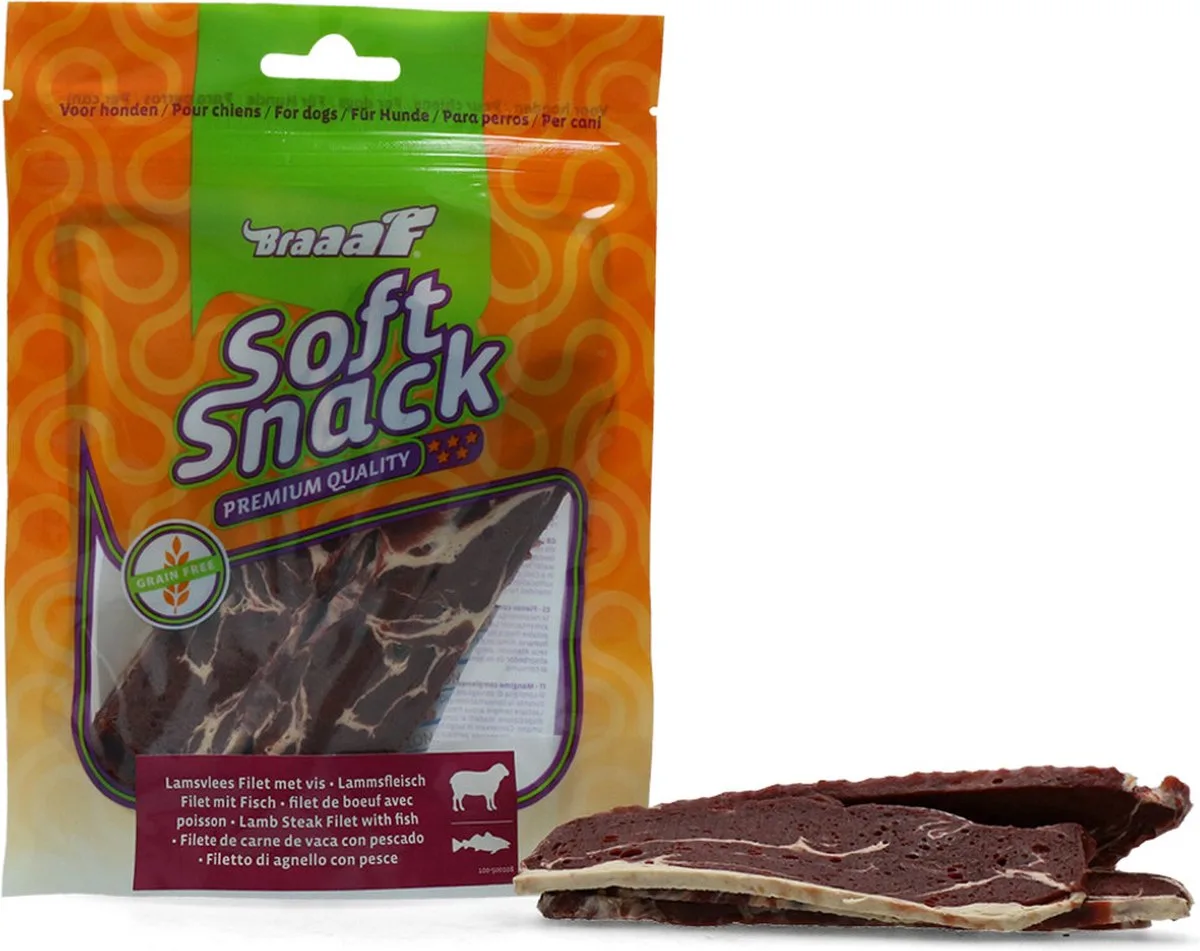 Lam Steak Filet met Vis 85 gr van Braaaf – productfoto