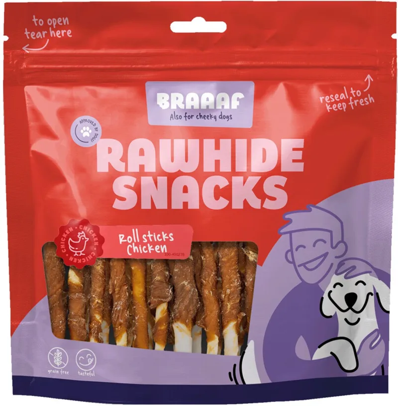 Roll Sticks Hondensnack - Kip - 12,5 cm - 30 Stuks de Braaaf – photo produit