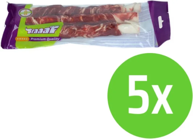 Twister met Beef & Fish - Hondensnacks - 21 cm - 3 stuks - 5 verpakkingen de Braaaf – photo produit