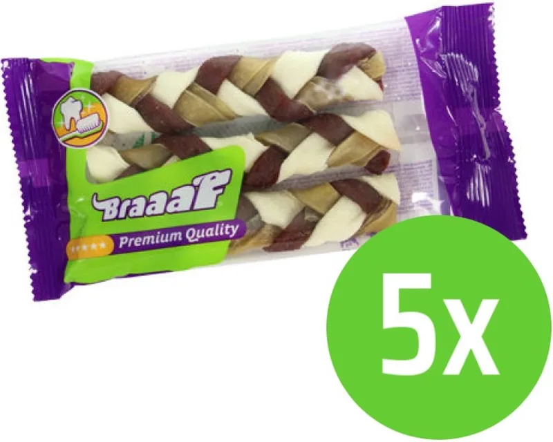 Twister Vlecht Smal - Hondensnacks - 3 stuks - 5 verpakkingen von Braaaf – Produktfoto