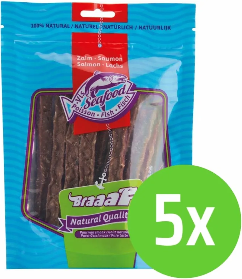 Visstrip - Hondensnack - 12 cm - 70 gram - 5 verpakkingen von Braaaf – Produktfoto