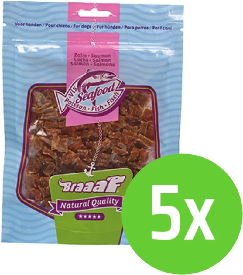 Zalm Bites - Hondensnack - 70 gram - 5 verpakkingen fra Braaaf – produktbillede
