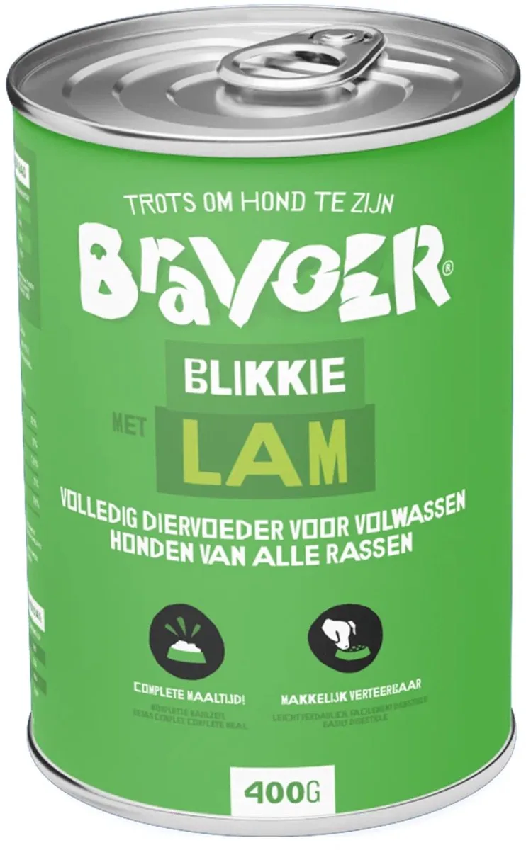 Blikkie met Lam 400g - 12 stuks by Bravoer – product photo