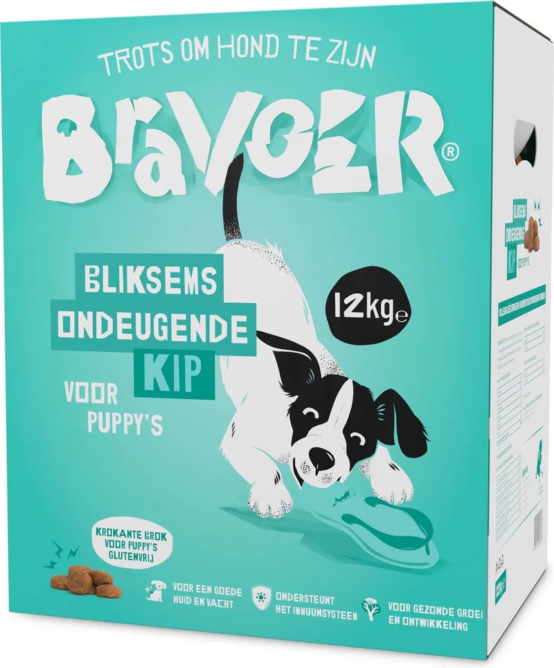 Bliksems Ondeugende Kip voor Puppy's - Hondenvoer - 12 kilo by Bravoer – product photo