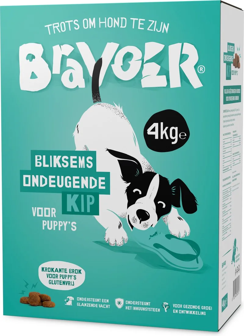 Bliksems Ondeugende Kip voor Puppy's - Hondenvoer - 4 kilo von Bravoer – Produktfoto