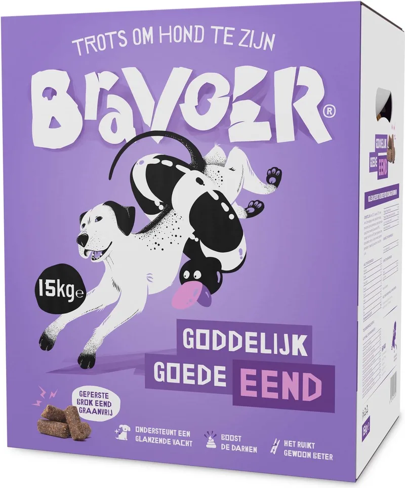 Goddelijk Goede Eend - Hondenvoer - 15 kilo fra Bravoer – produktbillede