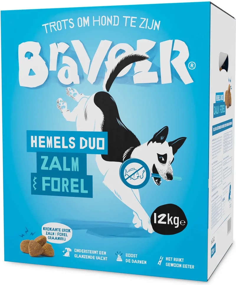 Hemels Duo Zalm & Forel - Hondenvoer - 12 kilo de Bravoer – photo produit