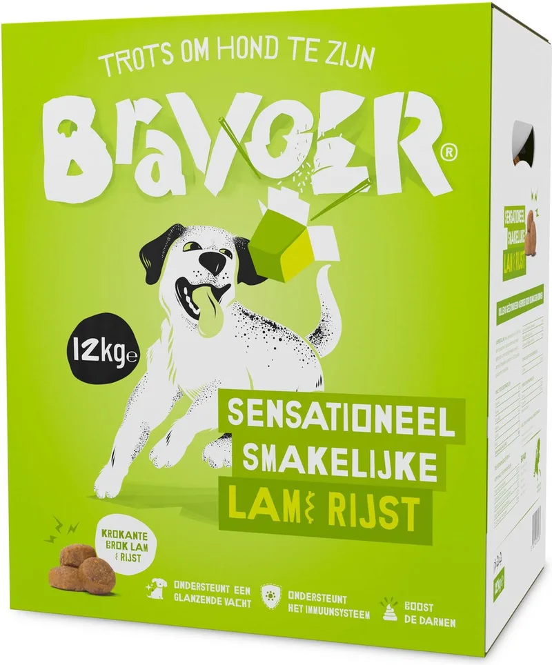 Sensationeel Smakelijke Lam & Rijst - Hondenvoer - 12 kilo by Bravoer – product photo