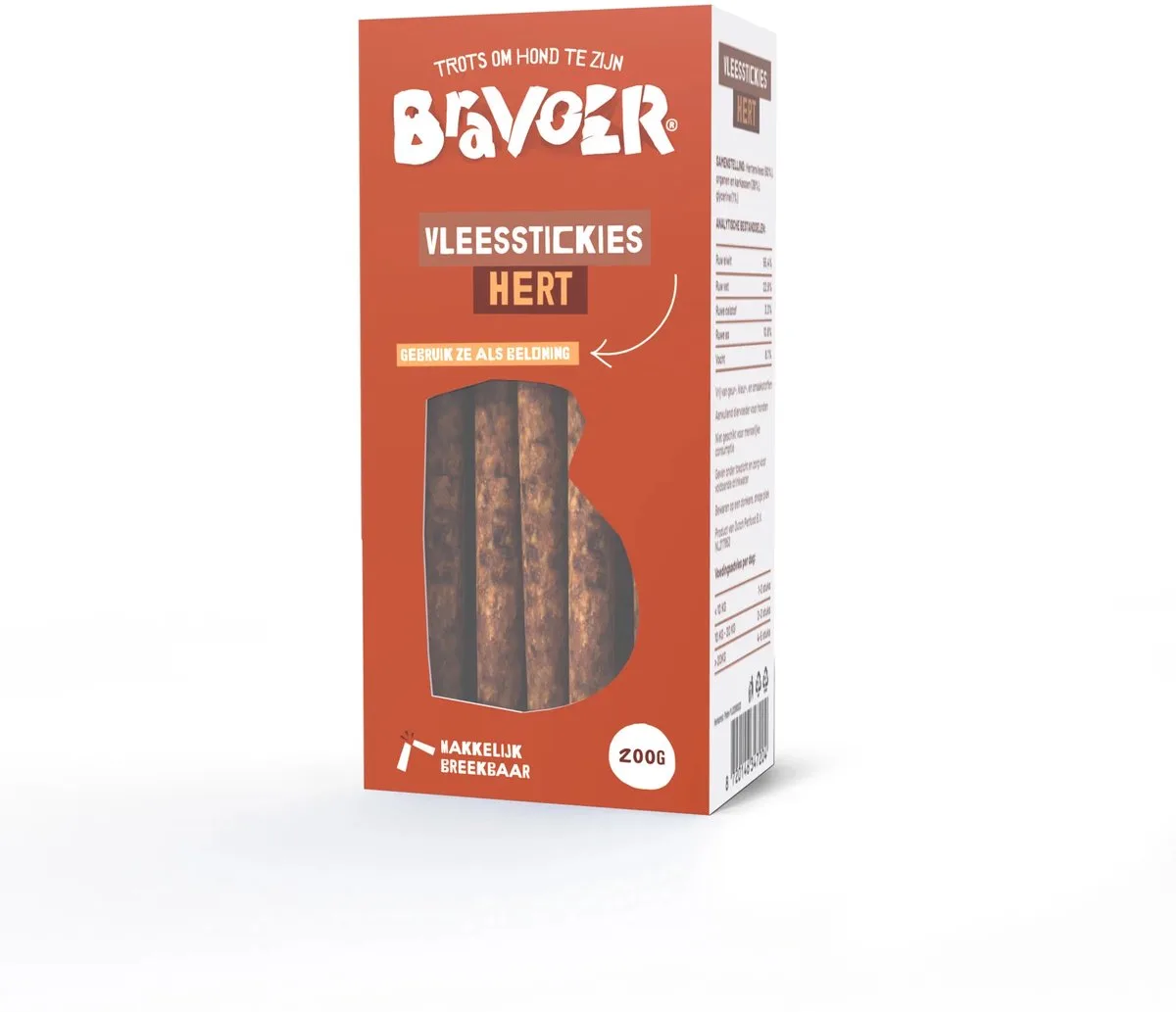 Vleesstickies Hert 200 gr de Bravoer – photo produit