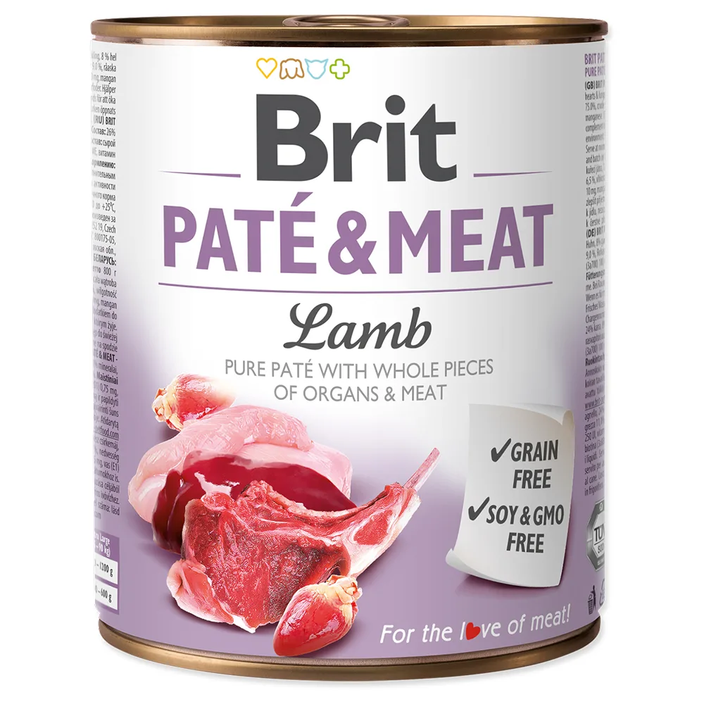 12x 800g Brit Paté & Vlees Adult Lam hondenvoer nat van Brit – productfoto