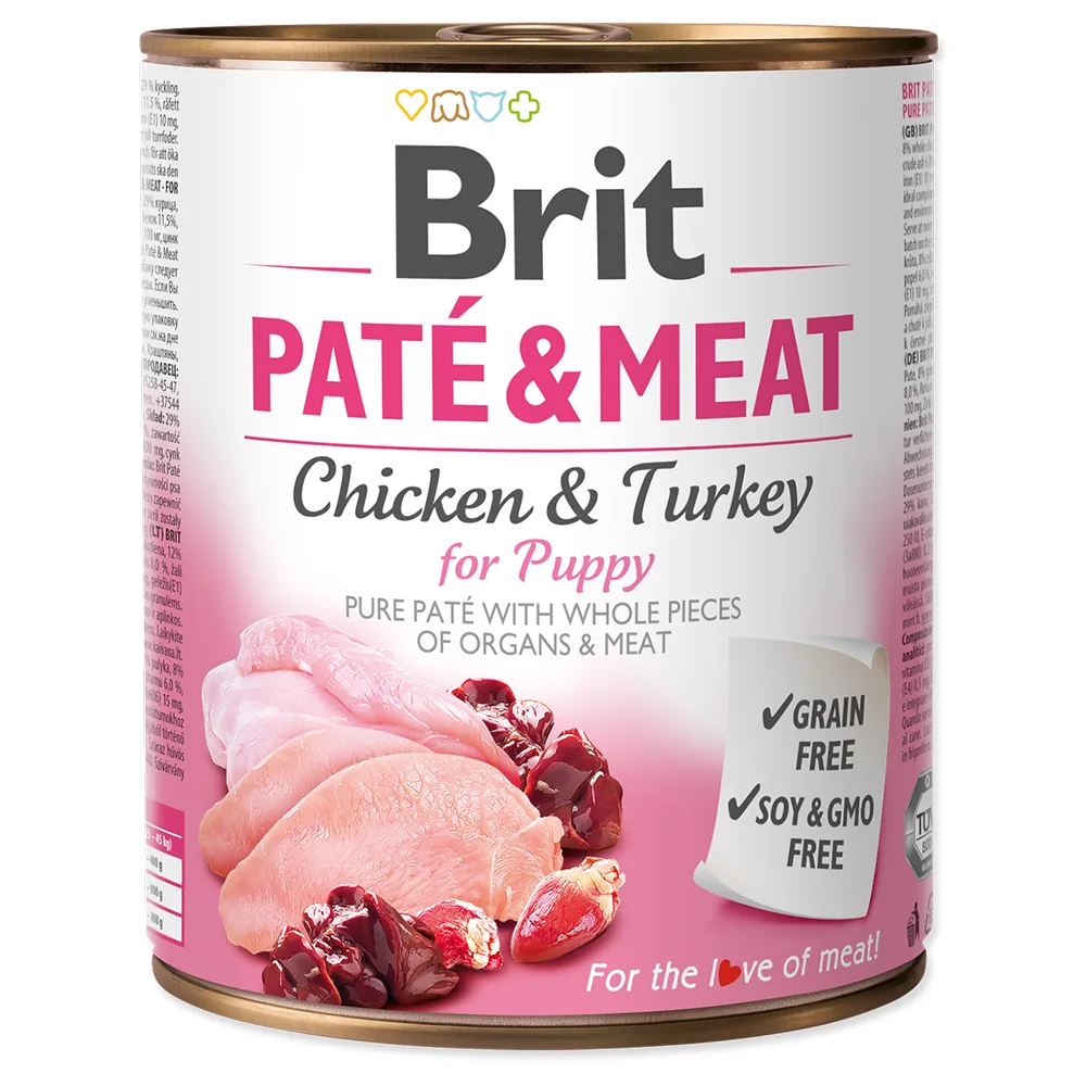 24x 800g Brit Paté & Vlees Puppy Kip & Kalkoen hondenvoer nat by Brit – product photo