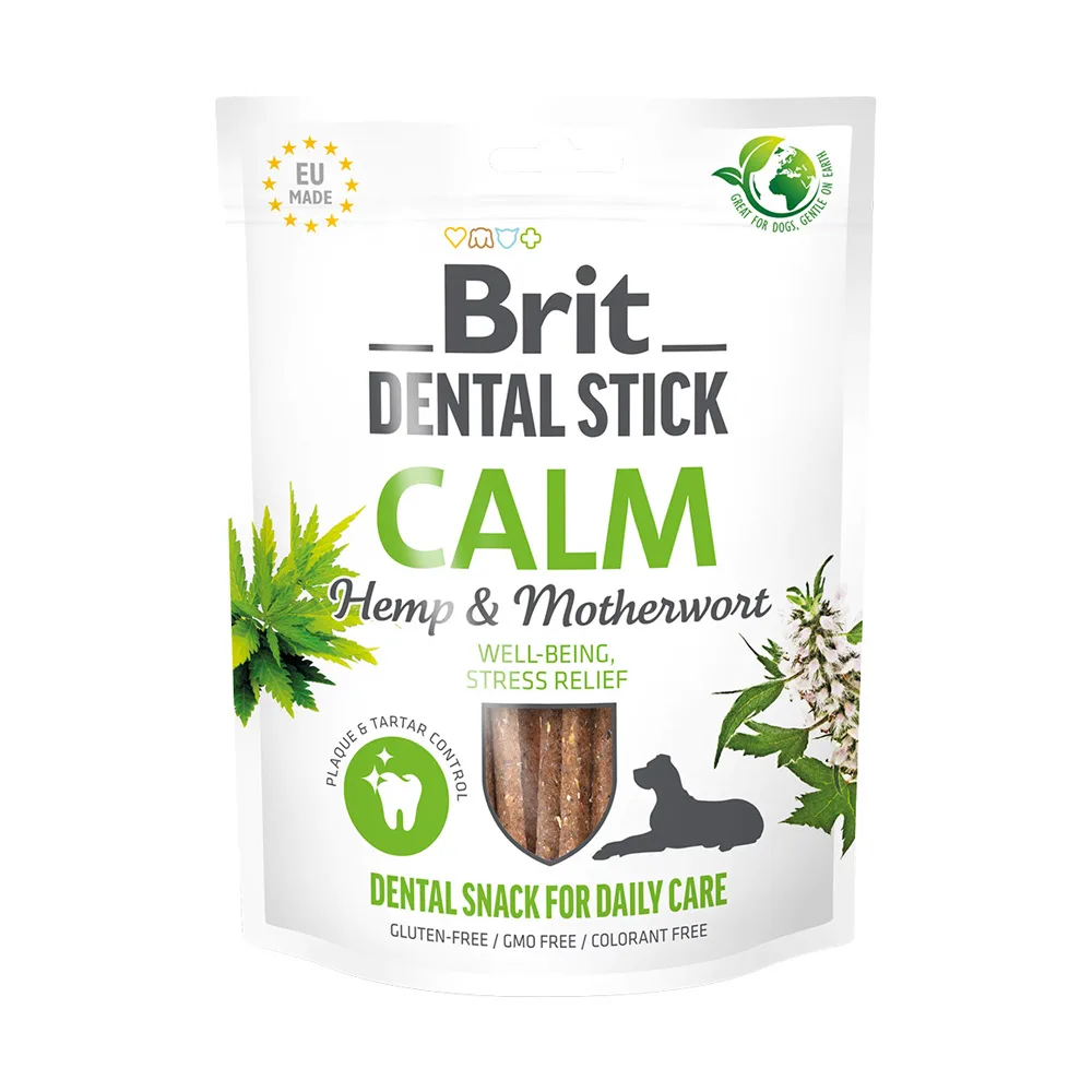 251g (7st) Brit Dental Stick Kalm met Hennep & hartenkruid Hondensnacks van Brit – productfoto