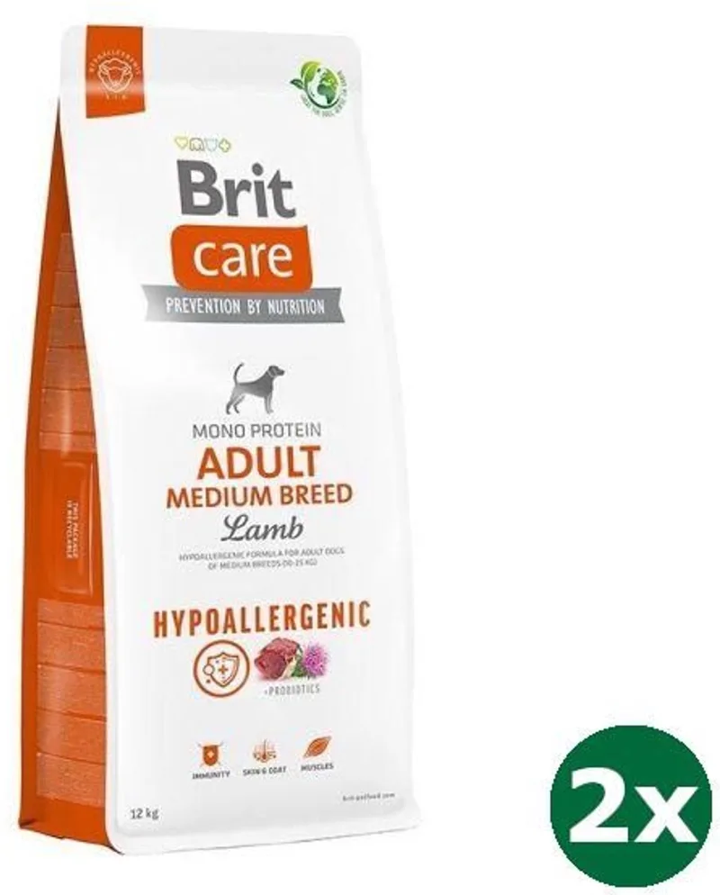 2x12 kg Brit care hypoallergenic adult medium breed hondenvoer by Brit – product photo
