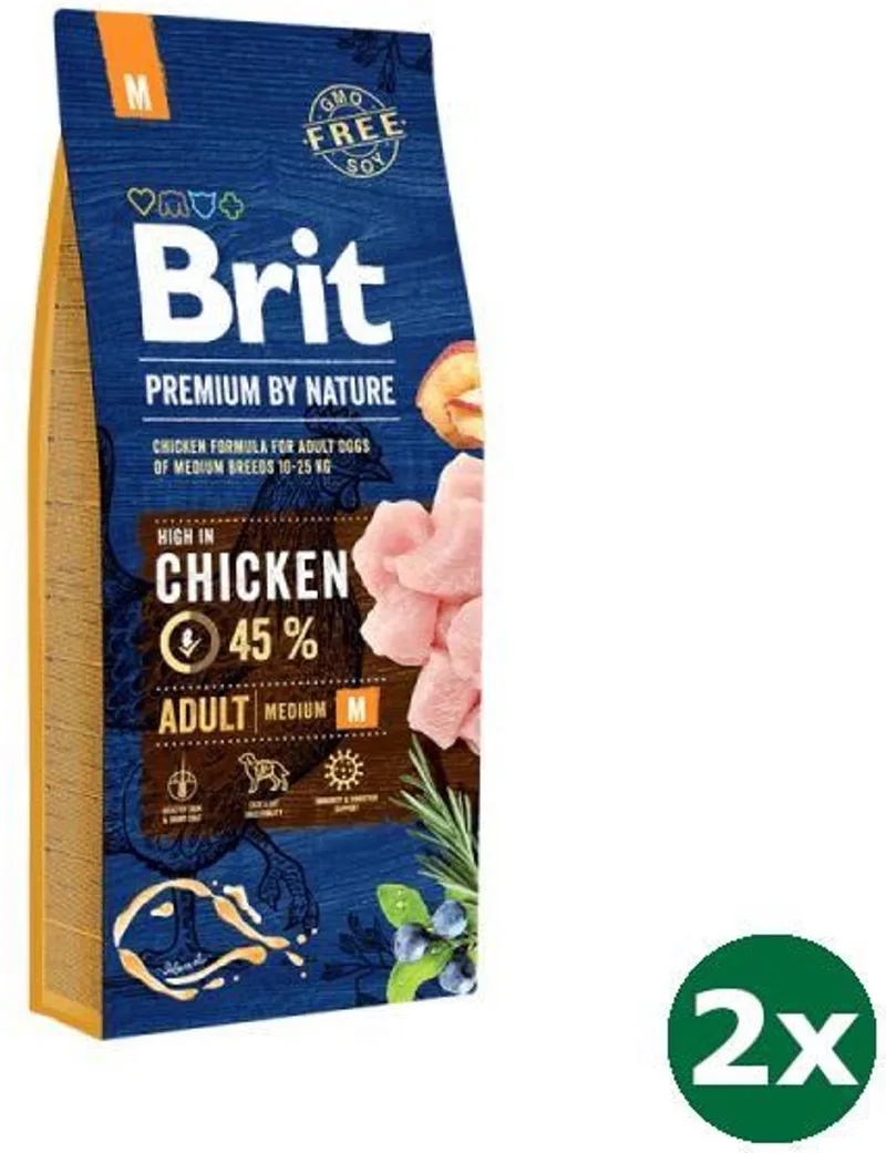 2x15 kg Brit premium by nature adult medium breed hondenvoer von Brit – Produktfoto