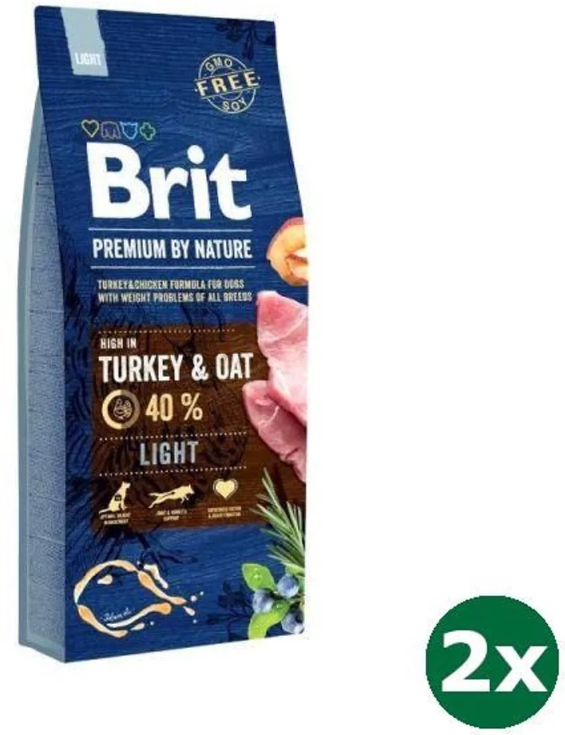 2x15 kg Brit premium by nature light hondenvoer by Brit – product photo