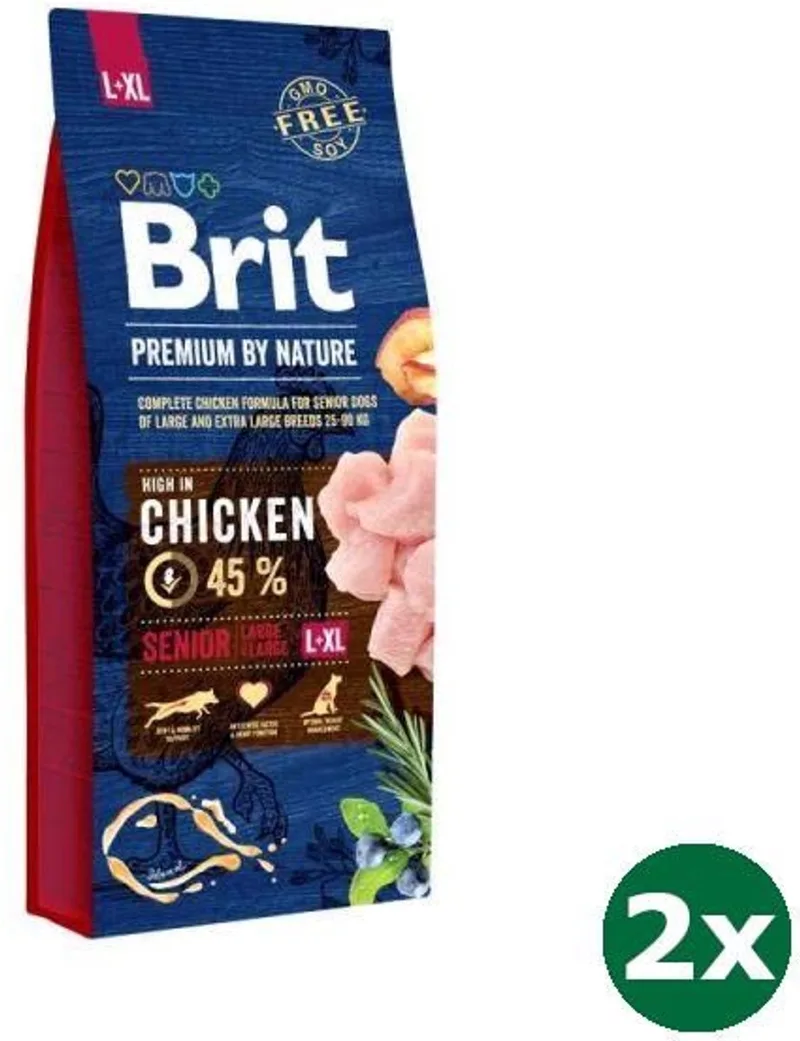 2x15 kg Brit premium by nature senior large / xl breed hondenvoer by Brit – product photo