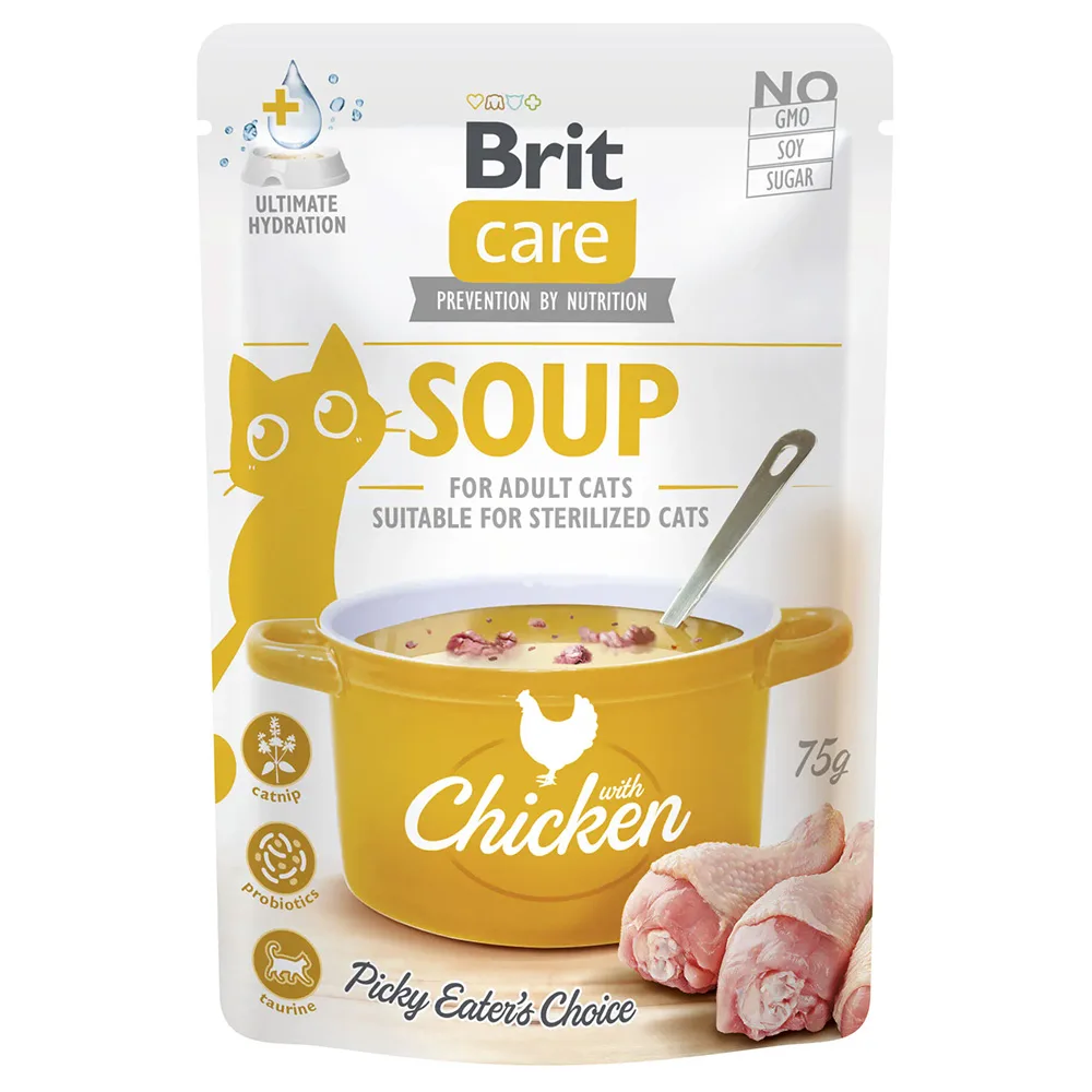 30x75g Brit Care soep voor katten kip hondenvoer nat de Brit – photo produit