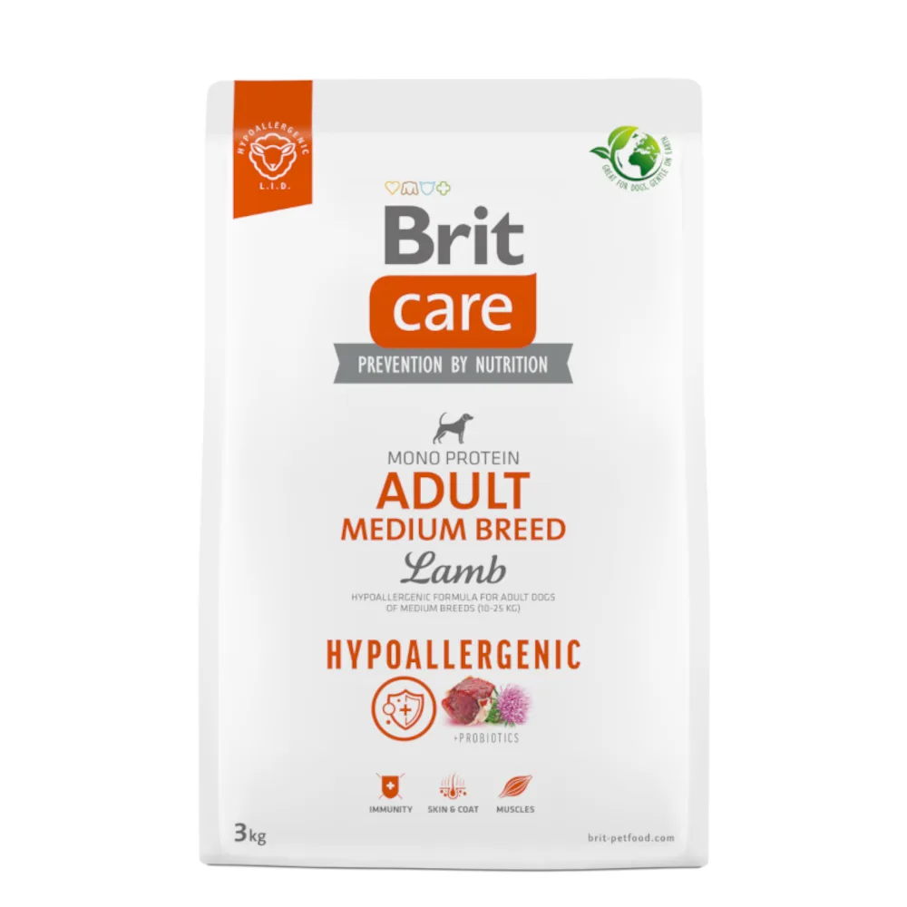 3kg Brit Care Dog Hypoallergenic Adult Medium Breed Lam & Rijst Hondenvoer Droog van Brit – productfoto