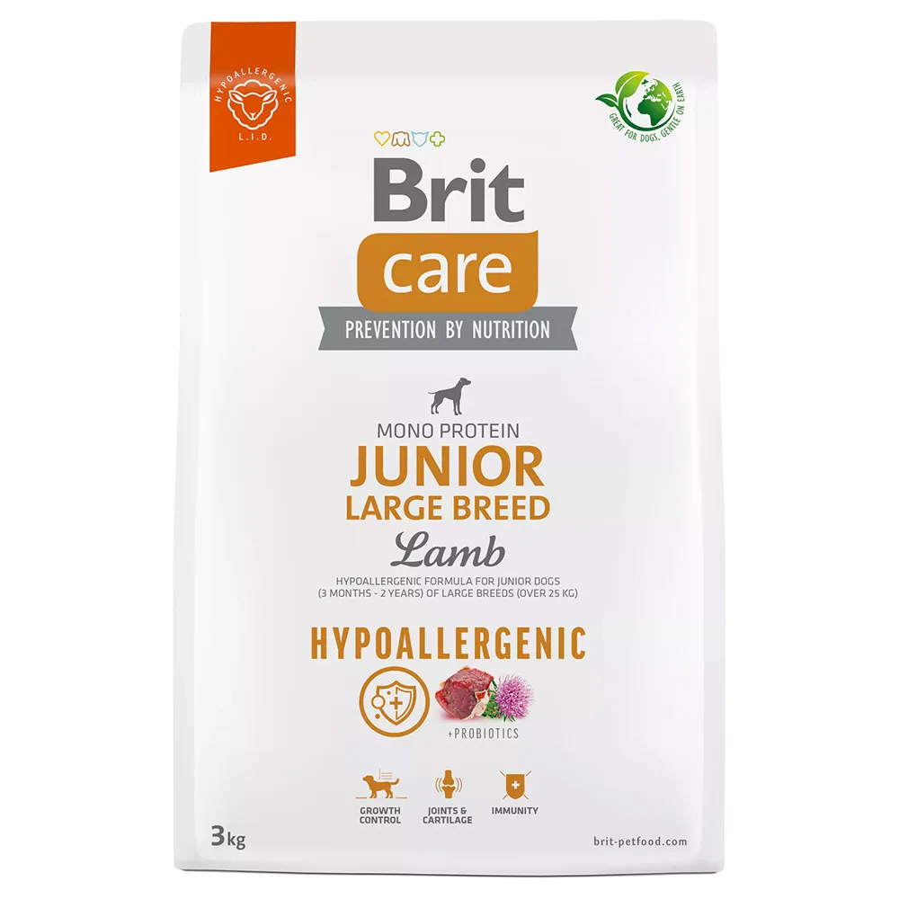 3kg Brit Care Dog Hypoallergenic Junior Large Breed Lam & Rijst Droog hondenvoer van Brit – productfoto