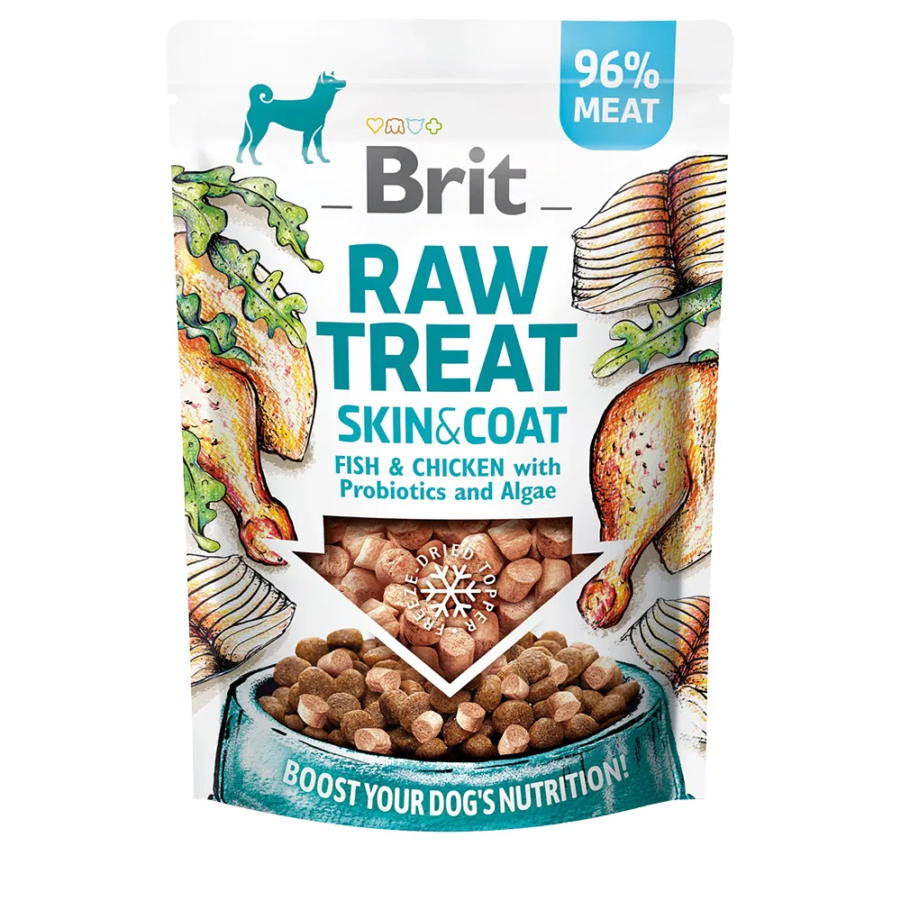 40g Brit Raw Treat Skin & Coat Gevriesdroogde Treat en Topper hondensnacks van Brit – productfoto