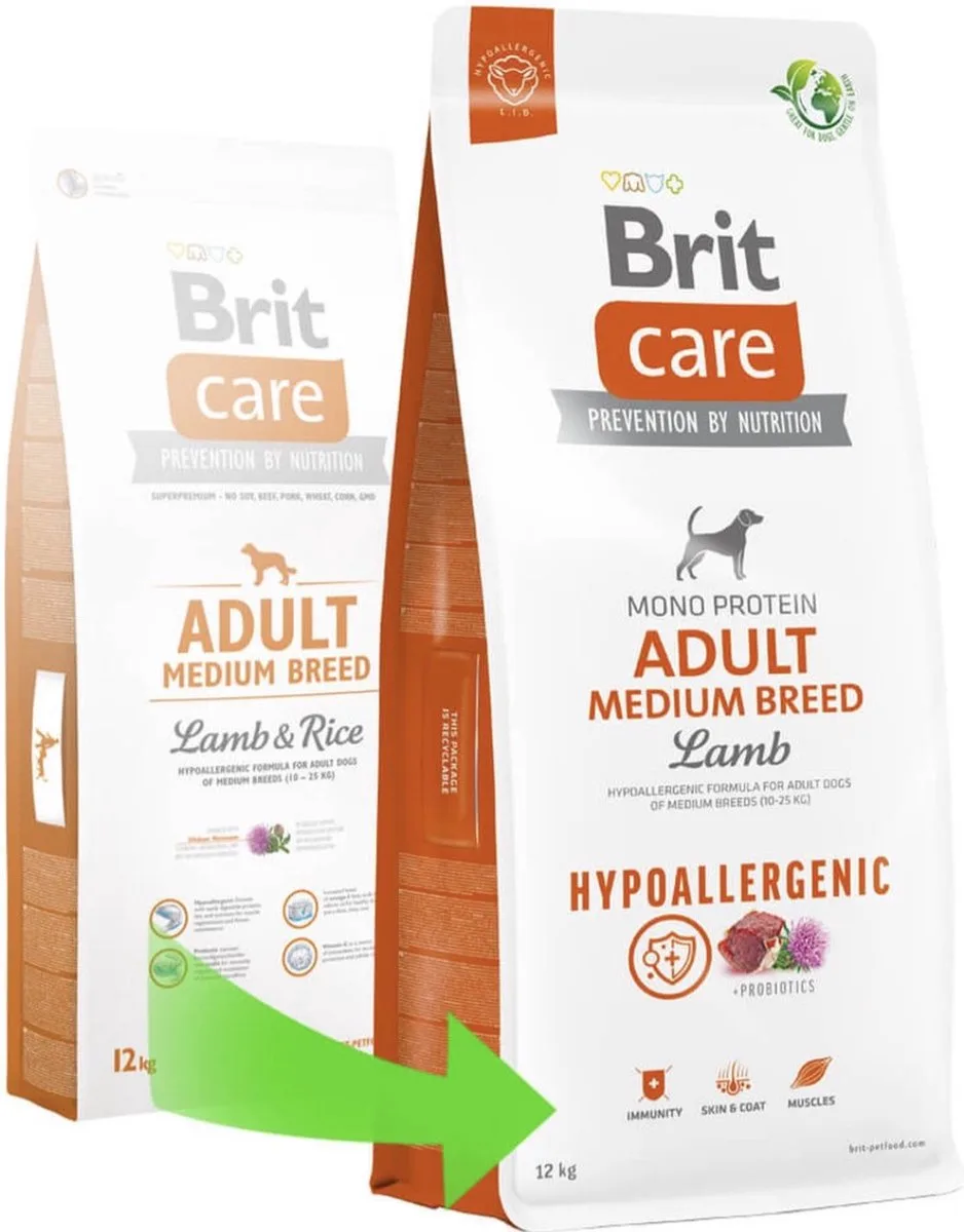 adult medium breed lam en rijst 12kg de Brit – photo produit