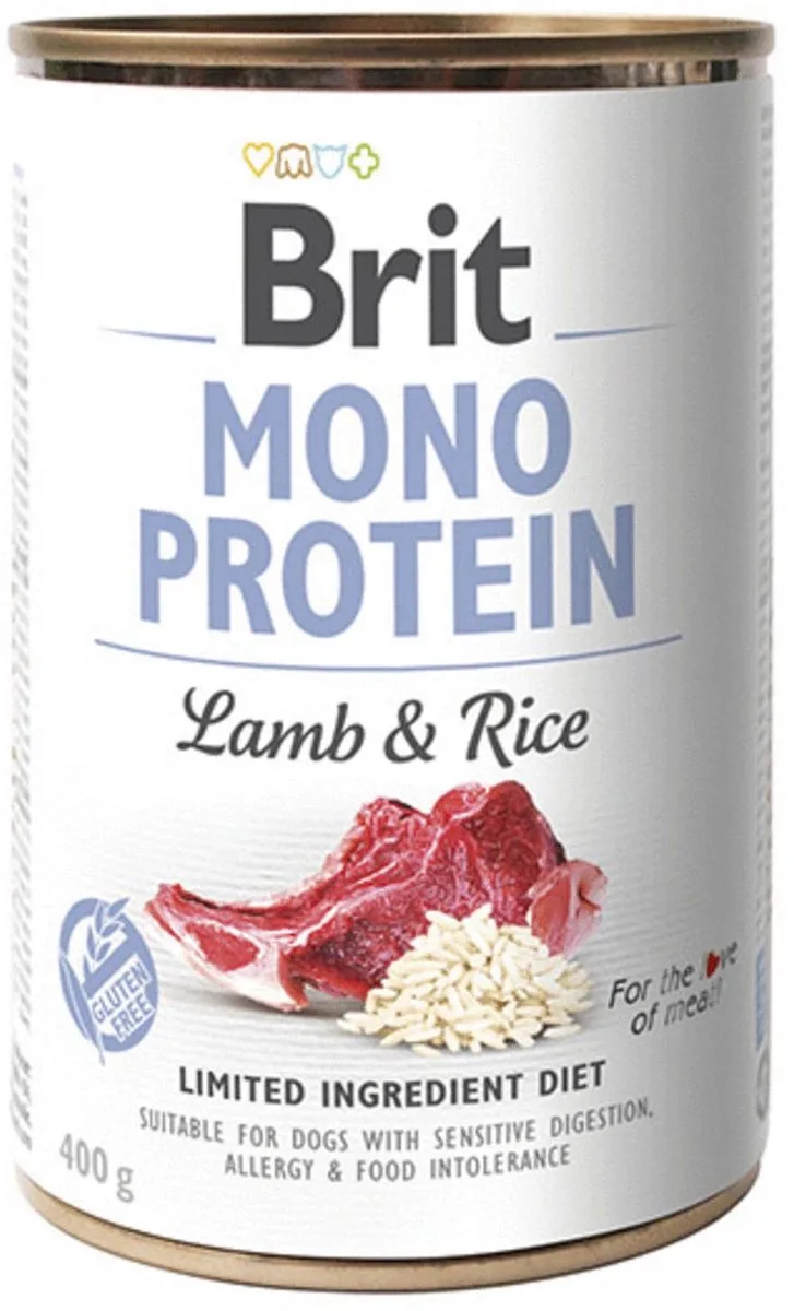 Blik Care Mono Protein 400 g - Hondenvoer - 6 x Lam&Rijst de Brit – photo produit