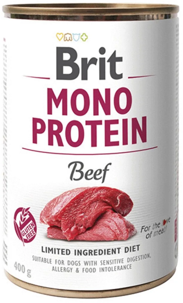 Blik Care Mono Protein 400 g - Hondenvoer - 6 x Rundvlees by Brit – product photo