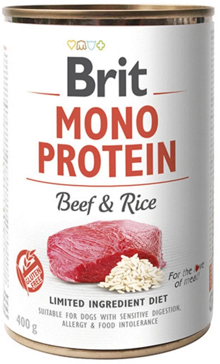 Blik Care Mono Protein 400 g - Hondenvoer - 6 x Rundvlees&Rijst de Brit – photo produit