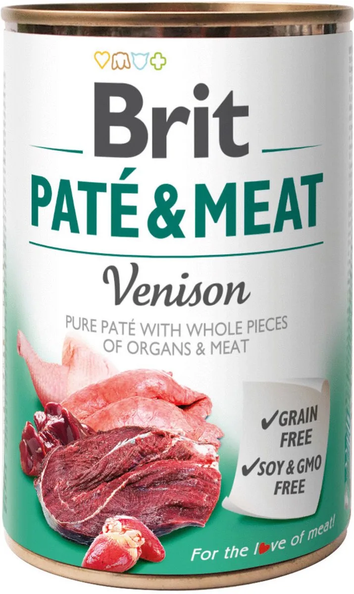 Blik Paté & Meat 400 g - Hondenvoer - 6 x Hert von Brit – Produktfoto