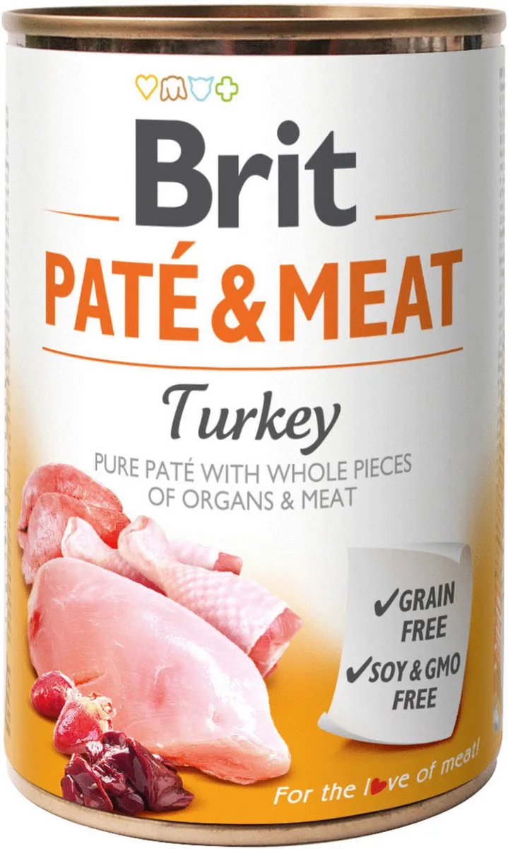 Blik Paté & Meat 400 g - Hondenvoer - 6 x Kalkoen van Brit – productfoto
