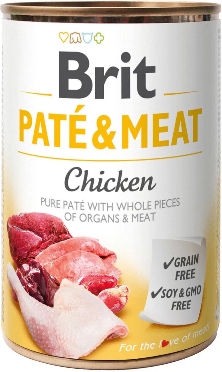 Blik Paté & Meat 400 g - Hondenvoer - 6 x Kip de Brit – photo produit