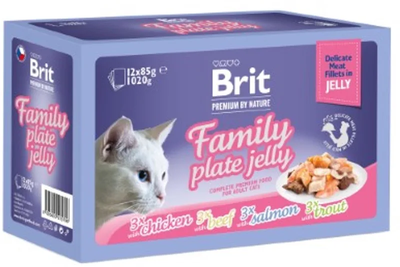 BP Cat Pouches - Fillets in Jelly Family Plate 12 x 85 g de Brit – photo produit