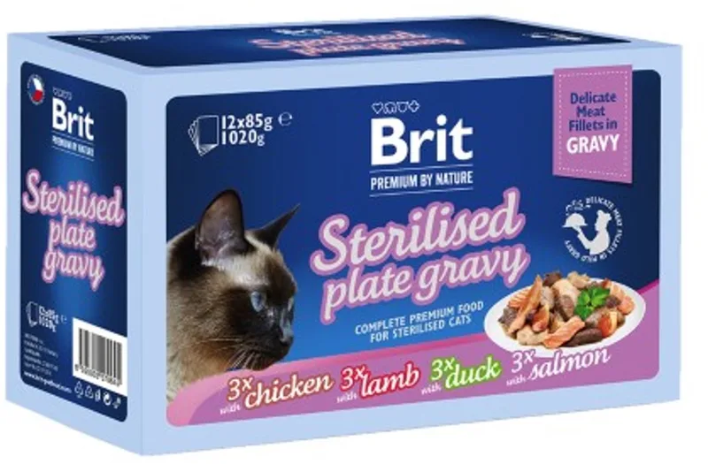 BP Cat Pouches - Sterilised Gravy Plate 12 x 85 g fra Brit – produktbillede